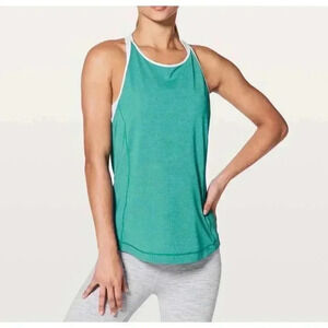 Lululemon Time to Sweat Tank Heathered Spirit Green and White Size 8 Athletic